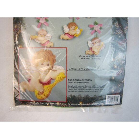 1991 BUCILLA Felt Ornaments Kit #82936 Christmas Cherubs-Angels - New Old Stock - Picture 3 of 7